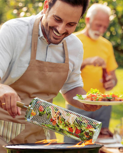 Rolling Grilling Basket with Handle - Libiyi