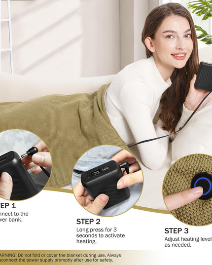 Portable Soft Zipper Electric Heated Blanket Shawl - Libiyi