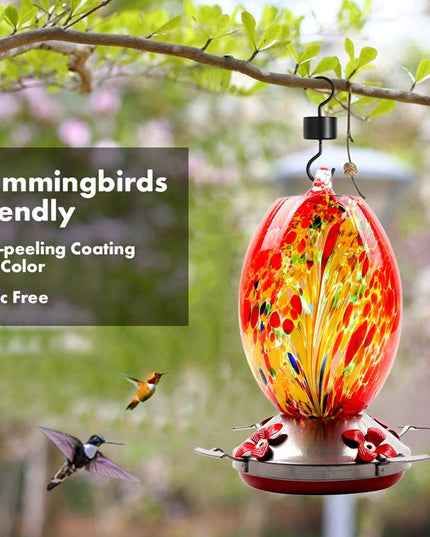 Hummingbird Feeder Hand Blown Glass