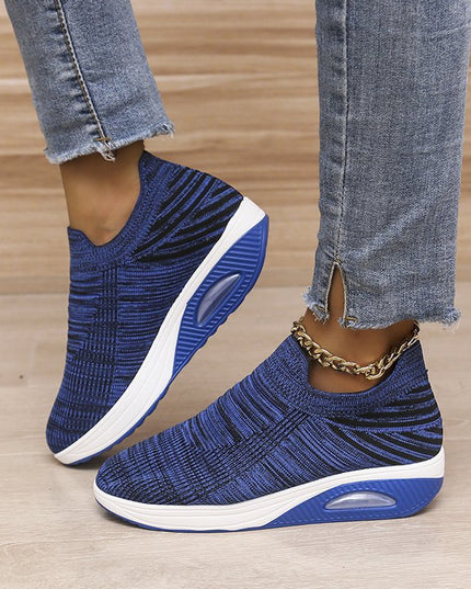 Women's low top fly woven casual sneakers - Libiyi