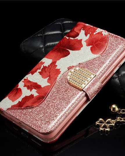 Leather Glitter Rhinestone Flip Case For Samsung A Series - Libiyi