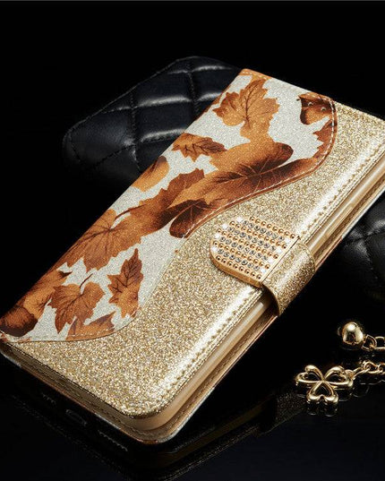 Leather Glitter Rhinestone Flip Case For Samsung A Series - Libiyi