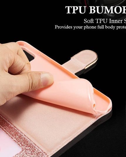 Leather Glitter Rhinestone Flip Case For Samsung - Libiyi