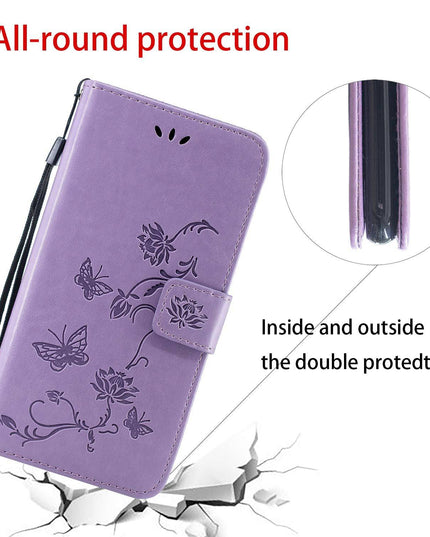 Imprint Butterfly Flower Leather Mobile Phone Case for iPhone XR - Libiyi