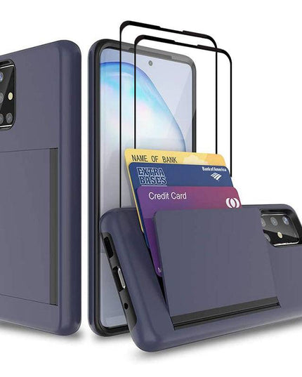 Armor Protective Card Holder Case for Samsung A Series With 2-Pack Screen Protectors - Libiyi