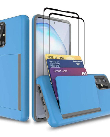 Armor Protective Card Holder Case for Samsung A Series With 2-Pack Screen Protectors - Libiyi
