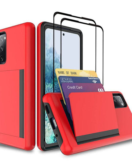 Armor Protective Card Holder Case for Samsung S20 FE With 2-Pack Screen Protectors - Libiyi