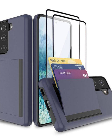 Armor Protective Card Holder Case for Samsung S21 Plus(5G) With 2-Pack Screen Protectors - Libiyi