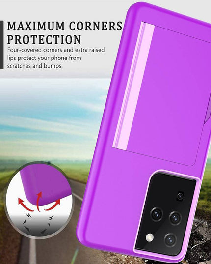 Armor Protective Card Holder Case for Samsung S Series With 2-Pack Screen Protectors - Libiyi