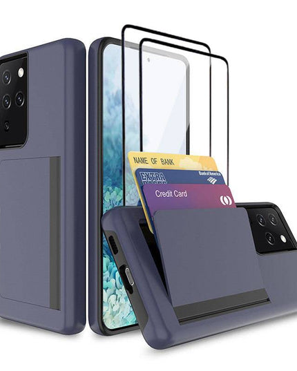 Armor Protective Card Holder Case for Samsung S Series With 2-Pack Screen Protectors - Libiyi