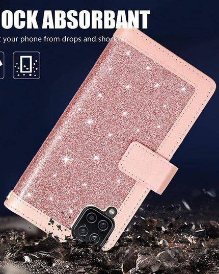 Bling Wallet Case with Wrist Strap for Samsung A12 - Libiyi