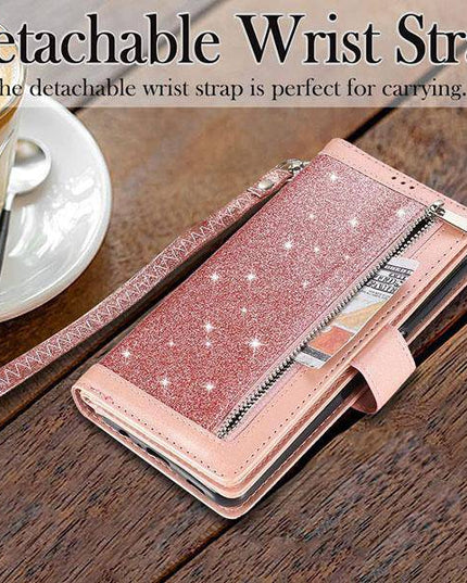 Bling Wallet Case with Wrist Strap for Samsung A12 - Libiyi