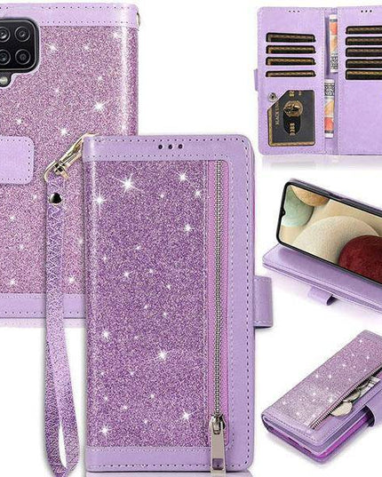 Bling Wallet Case with Wrist Strap for Samsung A12 - Libiyi