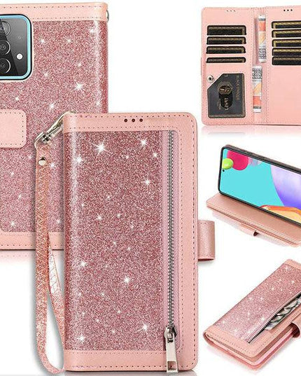 Bling Wallet Case with Wrist Strap for Samsung A32(5G) - Libiyi
