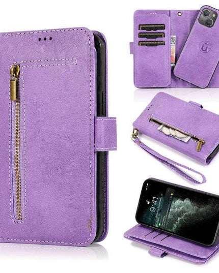 Detachable Flip Folio Zipper Purse Phone Case for iPhone 12 Series - Libiyi