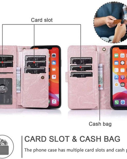 Detachable Flip Folio Zipper Purse Phone Case for iPhone - Libiyi