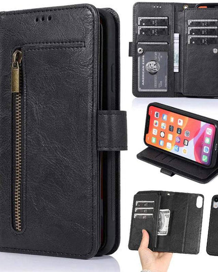 Detachable Flip Folio Zipper Purse Phone Case for iPhone XR - Libiyi