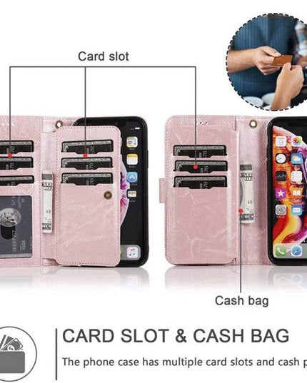 Detachable Flip Folio Zipper Purse Phone Case for iPhone Xs Max - Libiyi
