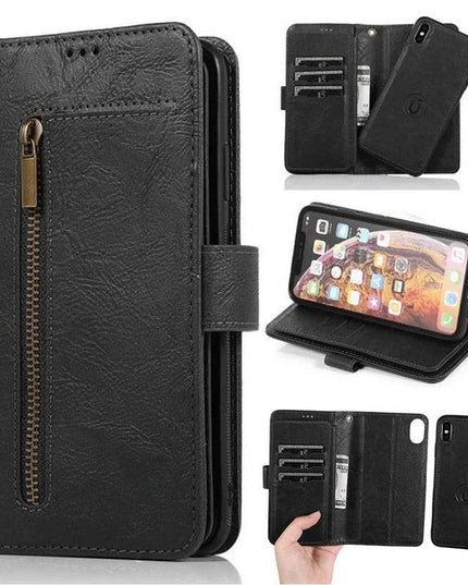 Detachable Flip Folio Zipper Purse Phone Case for iPhone Xs Max - Libiyi