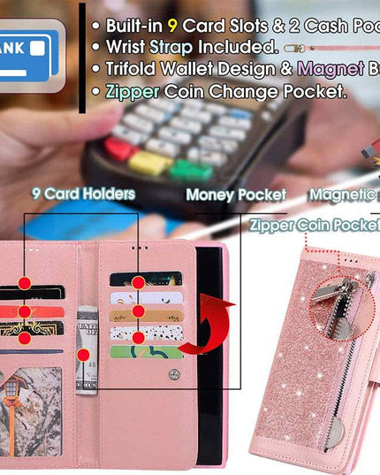 Bling Wallet Case with Wrist Strap for Samsung Note 20 Series - Libiyi