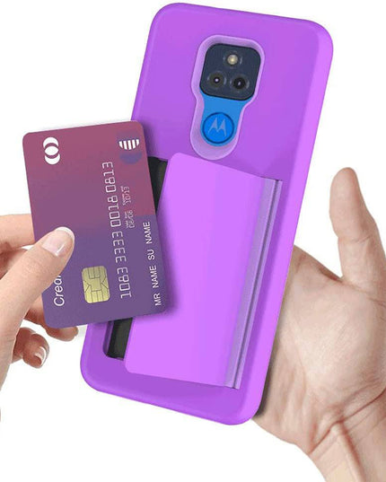 Armor Protective Card Holder Case for Moto G Play 2021 With Screen Protector - Libiyi