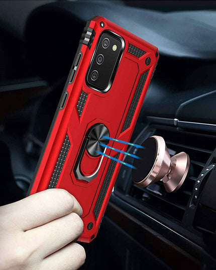 Samsung A02S Luxury Armor Ring Bracket Phone Case With 1-Pack Tempered Glass Screen Protector - Libiyi