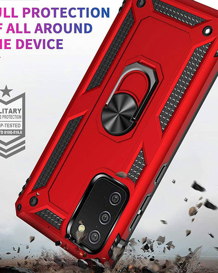 Samsung A02S Luxury Armor Ring Bracket Phone Case With 1-Pack Tempered Glass Screen Protector - Libiyi