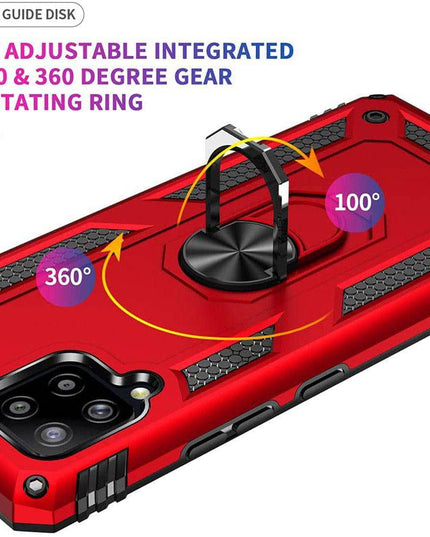 Samsung A42(5G) Luxury Armor Ring Bracket Phone Case With 2-Pack Tempered Glass Screen Protectors - Libiyi