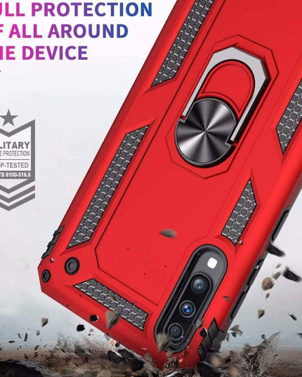 Samsung A70 Luxury Armor Ring Bracket Phone Case With 1-Pack Tempered Glass Screen Protector - Libiyi