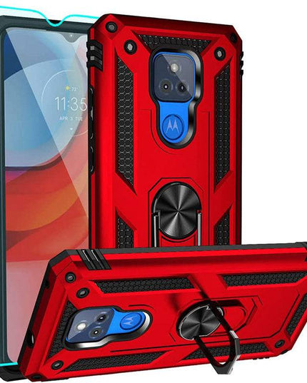 Luxury Armor Ring Bracket Phone case For Moto G Play 2021 With Screen Protector - Libiyi