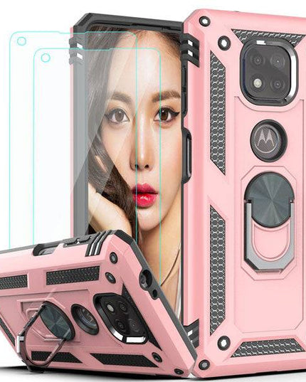 2022 Luxury Armor Ring Bracket Phone case For MOTO G Power 2021 With 2-Pack Screen Protectors - Libiyi