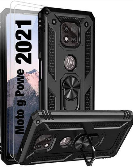 2022 Luxury Armor Ring Bracket Phone case For MOTO G Power 2021 With 2-Pack Screen Protectors - Libiyi