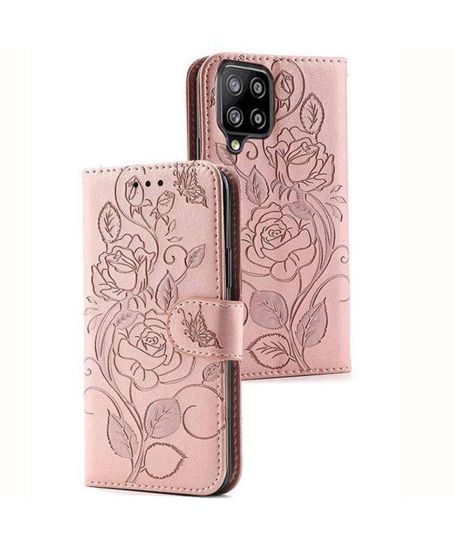3D Embossed Rose Wallet Case For Samsung A12 - Libiyi