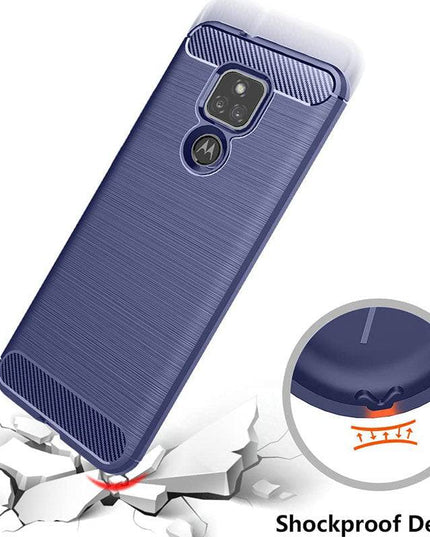 Luxury Carbon Fiber Case For Moto E7 With Screen Protector - Libiyi