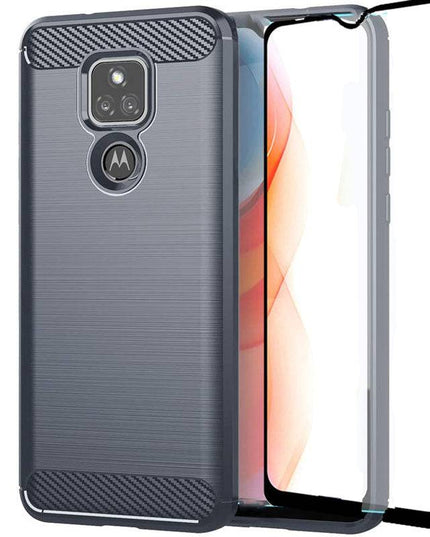 Luxury Carbon Fiber Case For Moto E7 With Screen Protector - Libiyi