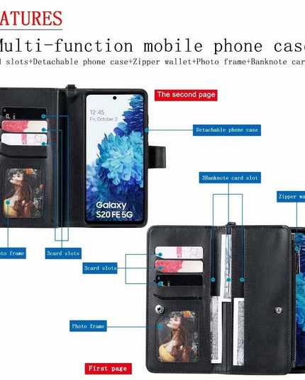 High-quality Split Magnetic 2-in-1 Zipper Wallet Case For Samsung - Libiyi