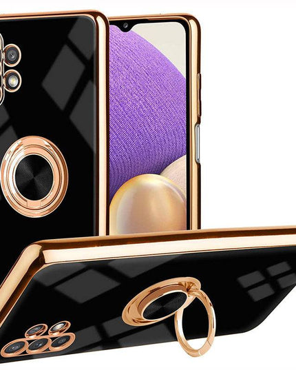 Slim Thin Finger Ring Stand Electroplated Silicone Case For Samsung A32(5G) - Libiyi