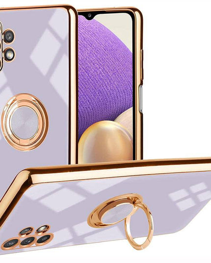 Slim Thin Finger Ring Stand Electroplated Silicone Case For Samsung A32(5G) - Libiyi