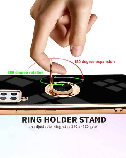 Slim Thin Finger Ring Stand Electroplated Silicone Case For Samsung A42(5G) - Libiyi