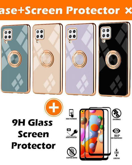 Slim Thin Finger Ring Stand Electroplated Silicone Case For Samsung A42(5G) - Libiyi