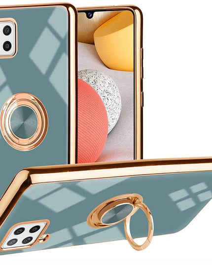 Slim Thin Finger Ring Stand Electroplated Silicone Case For Samsung A42(5G) - Libiyi