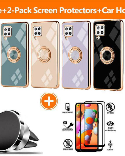 Slim Thin Finger Ring Stand Electroplated Silicone Case For Samsung A42(5G) - Libiyi