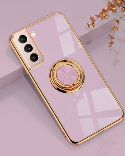 Shiny Plating Built-in Finger Ring Case For Samsung S21 FE - Libiyi