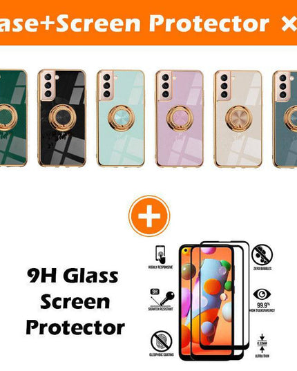 Shiny Plating Built-in Finger Ring Case For Samsung S21 FE - Libiyi