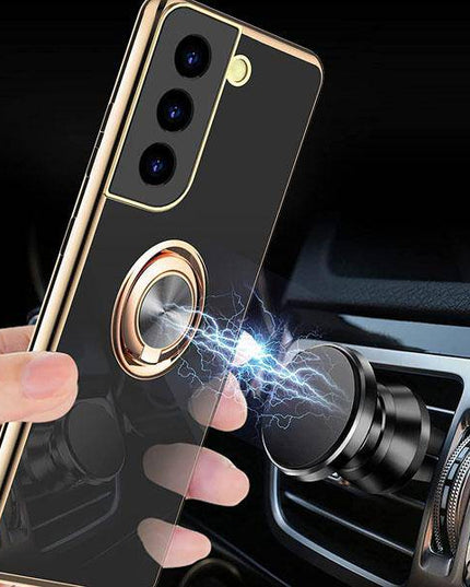 Shiny Plating Built-in Finger Ring Case For Samsung S21 Plus - Libiyi