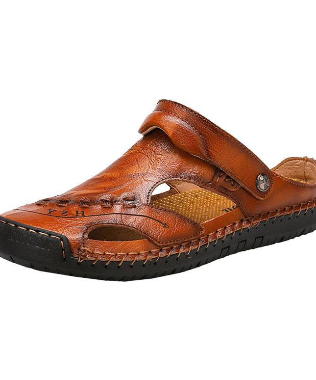Libiyi Men's Casual Breathable Handmade Leather Sandals - Libiyi
