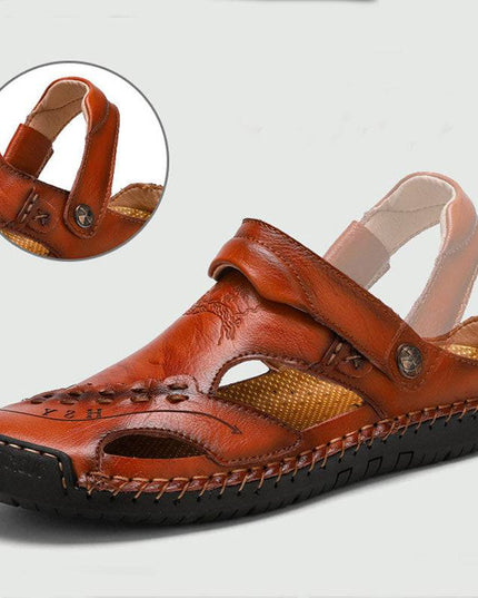 Libiyi Men's Casual Breathable Handmade Leather Sandals - Libiyi