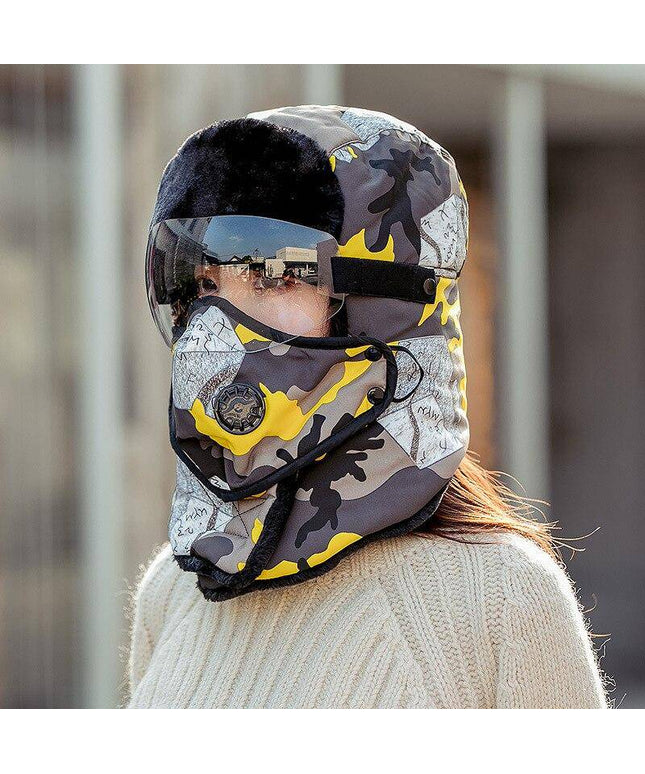 Unisex Winter Warm Hat with Windproof Facemask and Windproof Glasses - Libiyi