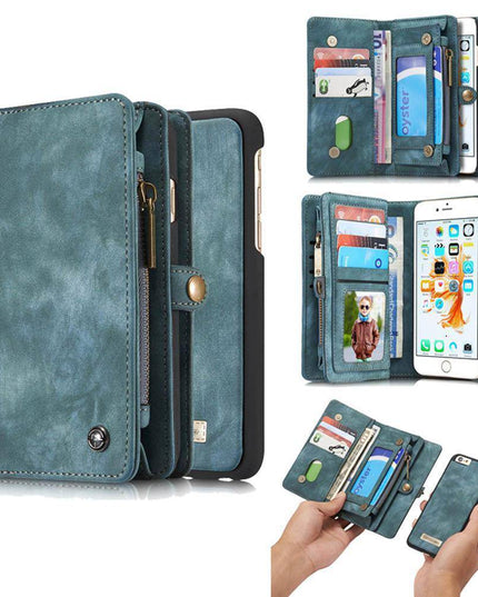 Zipper Wallet Magnetic Case Detachable 2 in 1 Cover For iPhone - Libiyi