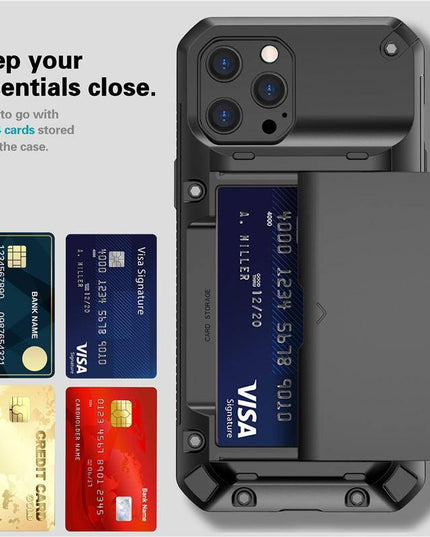 Armor Slide Military Grade Wallet Shockproof Case for iPhone 12 Series - Libiyi